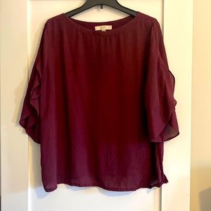 Loft Mix Media Flutter Sleeve blouse